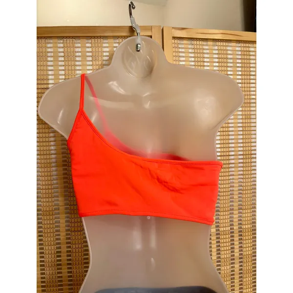 Lulus off shoulder one strap orange bandeau swimsuit sports bra workout top sz M - Image 5