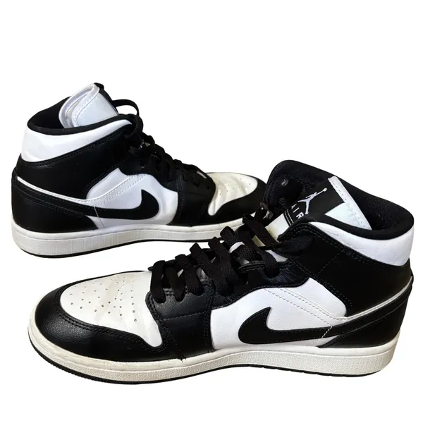 Nike Air Jordan 1‎ Mid Shoes Women's Sz 9.5 White Black Panda DV0991-101 - Image 4