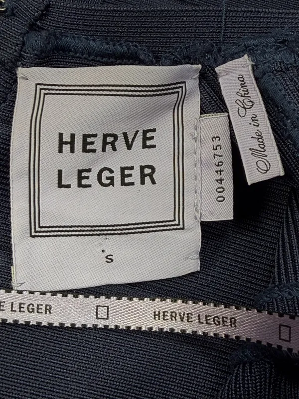 Herve Leger Karima Pacific Blue V-Neck Sleeveless Body Con Bandage Dress Small - Image 6
