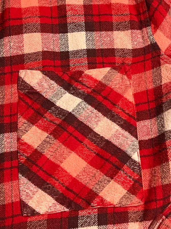 Womens XS Aerie Oversized Button Down Red Plaid Flannel Shirt - Image 5