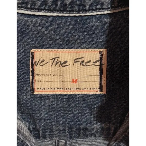 Free People $148 NWT We The Free Blue Denim Button-Up Collared Long Sleeve Top M - Image 4