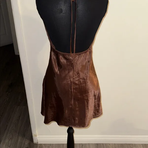 Frederick's of Hollywood Elegant Brown Lace Trim Nightgown - Image 5