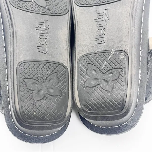 ALEGRIA Leather Black Embossed Buckle Accent Mule Slip On Slide Shoes EU 36 - Image 8