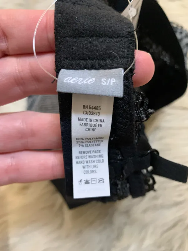 NWT Aerie Black & Gray Floral Lace Bralette Small - Image 3