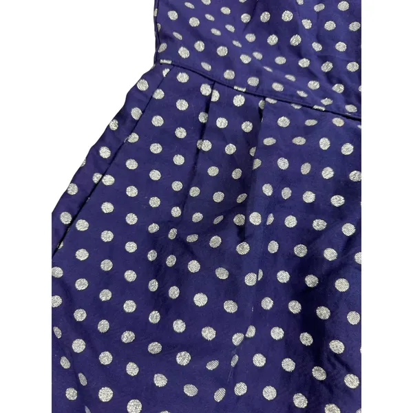 J.Crew Polka Dot Silk Blend Sheath Dress Women's‎ Size 2 Cobalt Silver Metallic - Image 10