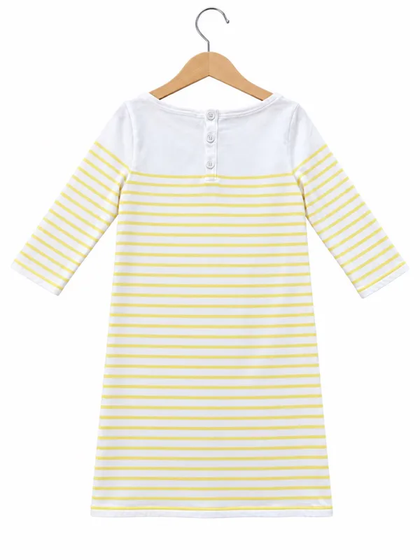 1901 Nordstrom Yellow White Striped mod Shift Dress Pockets Preppy Nautical XS - Image 2