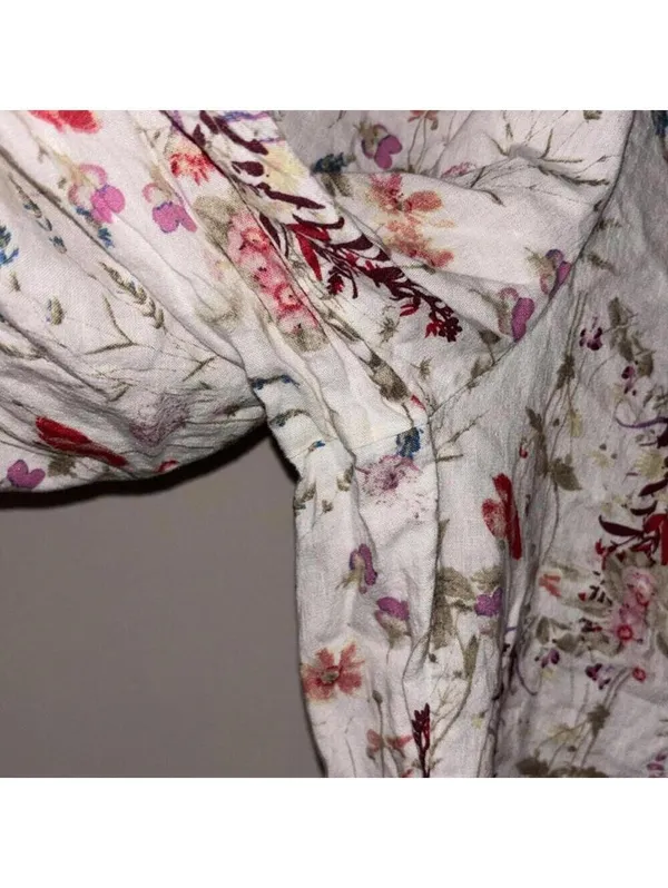 Vintage Jones New York off-white linen blend floral printed pants - Image 3