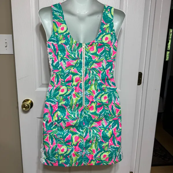 Lilly Pulitzer Mila Shift Dress Guac & Roll Avocado Green Pink 4 NWT Designer - Image 2