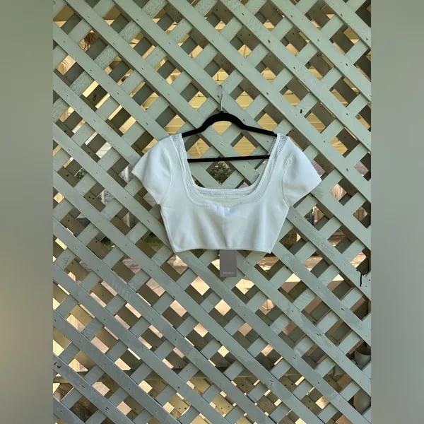 ❤️MESHKI Penelope Pointelle Knit Crop Top - Image 3