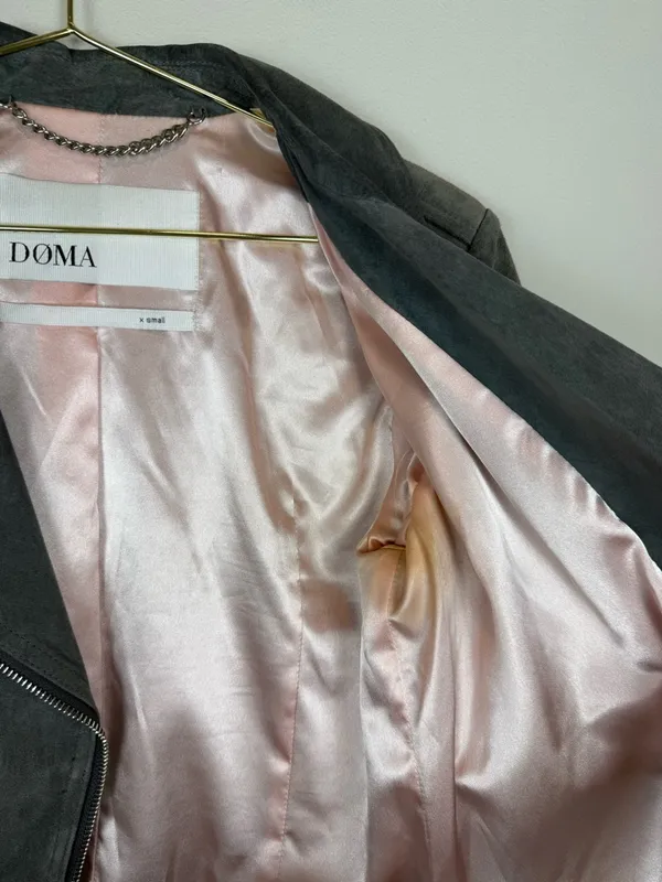 Doma Gray Suede Moto Jacket Size Small - Image 16