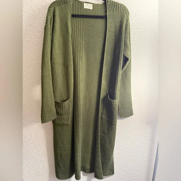 Poof Apparel Cardigan Elegant Olive Women's Size S - Image 2