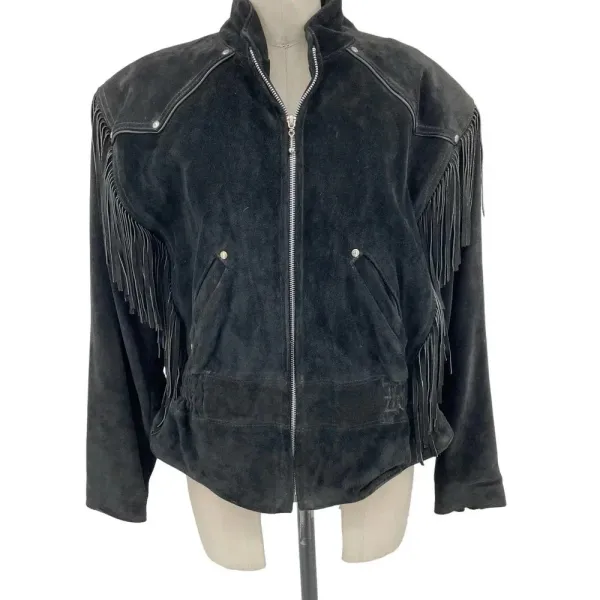 Harley-Davidson Black‎ Suede Fringe Moto Jacket Size Large - Image 2