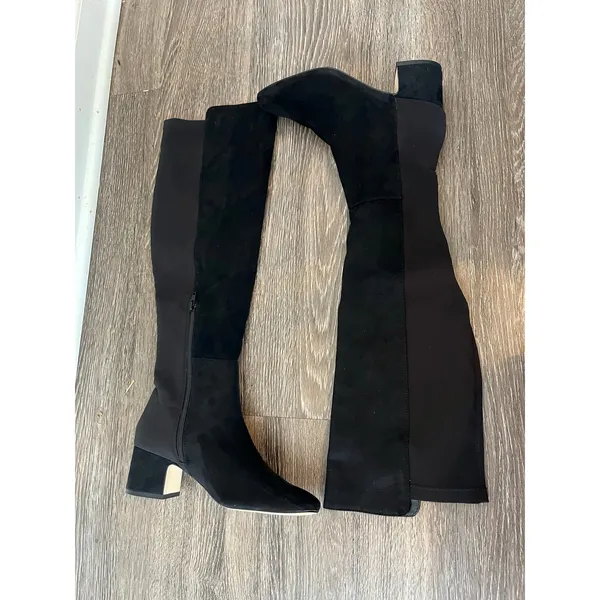 J. Crew Knee-high Boots with stretch heeled in black Size 7 - Image 3