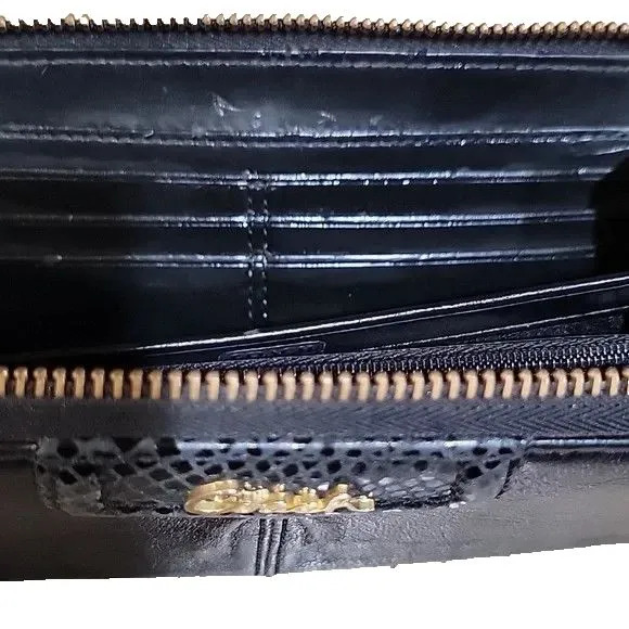 Coach Ashley Leather Wallet Accordion 3 Side Zip Black Wristlet - Image 4
