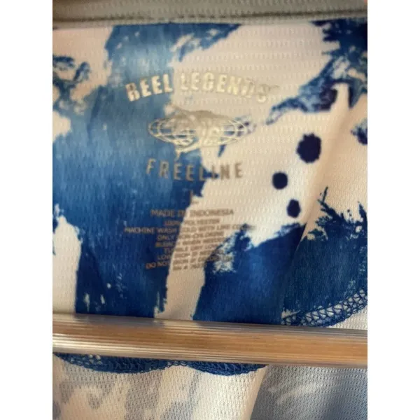 Reel Legends Shirt Womens Large Blue Tie Dye FreeLine Fishing Fisherman Ladies - Image 3