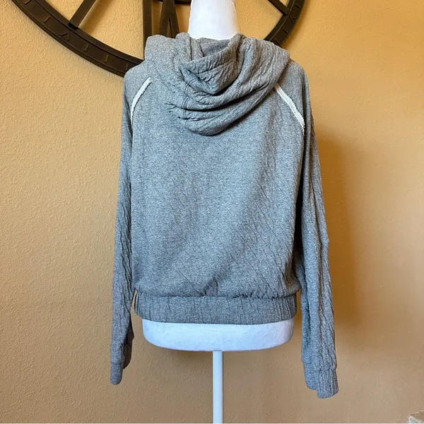 Free People Womens Medium Kimmie Hoodie Gray Cropped Long Sleeve - Image 2