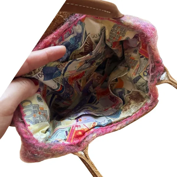 Tote Handbag Marled Woven Wool International Colorful Snap Closure Small Bag EUC - Image 3