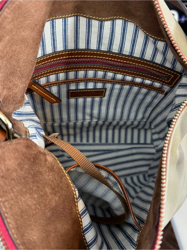 Dooney and Bourke Taupe Khaki Olive Wayfarer Sac Hobo Bag &‎ Matching Pouch - Image 8