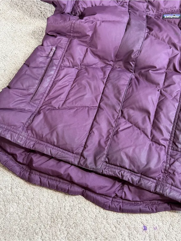 Patagonia Women’s Down With It Jacket Hooded in Deep Plum XS - Image 10