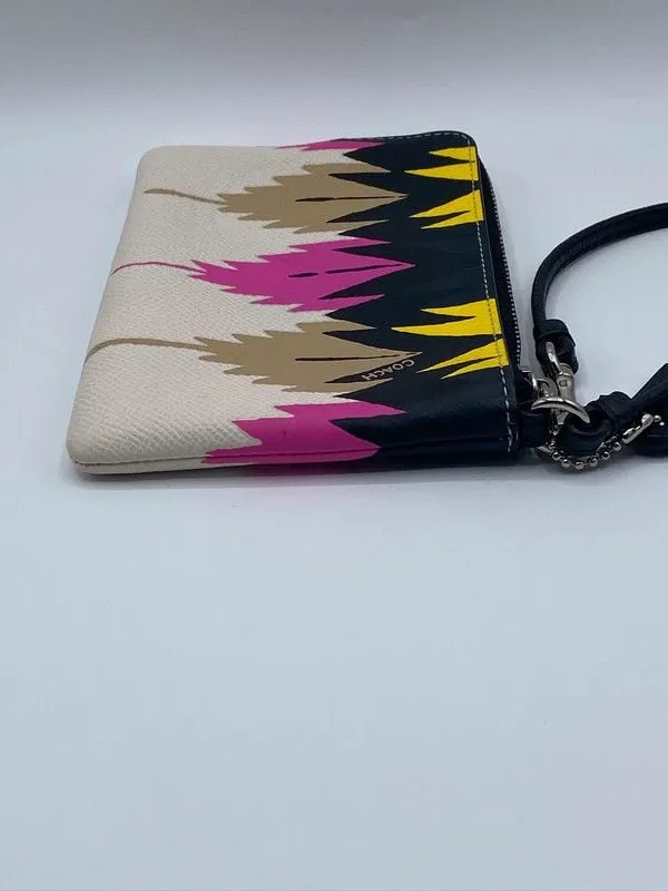 Coach Cross Grain Hawk Feather Wristlet Multicolor White - Image 5