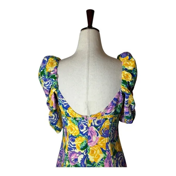 Zara Dress Women Medium Purple Yellow Floral Balloon Sleeve Corset Style‎ Mini - Image 8