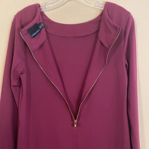 Cynthia Rowley Soft Stretch Burgundy Plum Long Sleeve Shift Dress Sz‎ 4 - Image 7