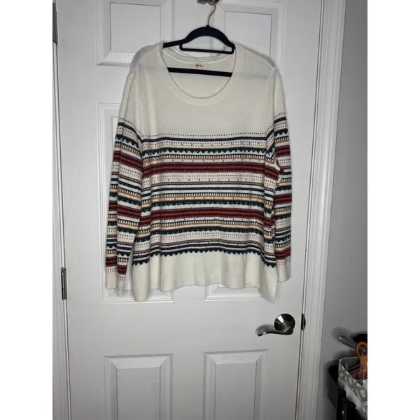 STYLE &‎ CO. Woman's Striped Crewneck Sweater Size 2XL - Image 2