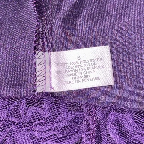 Source Unknown Royal Purple Lace and Satin Sexy Lingerie Mini Slip Dress, Size SMALL - Image 6