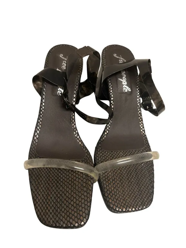 Free People Natal Ankle Snake Skin Block Heel Sandals Size 10 Clear - Image 3