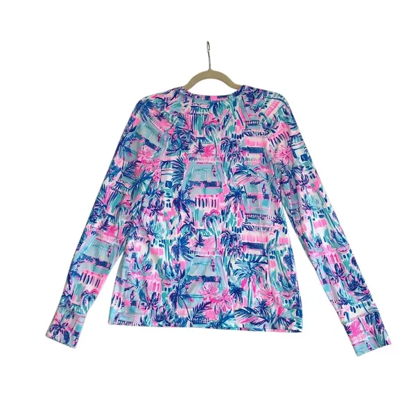 LILLY PULITZER Tarah Luxletic SunGuard Top M Ravello Blue Perfect Match Tennis - Image 5