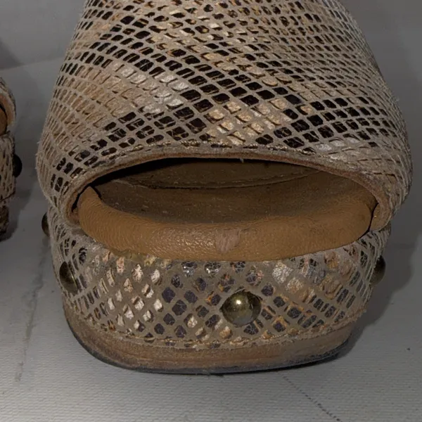 Free People Snakeskin Boho Hippie Festival Block Heel Platform Sandals Size 9 - Image 5