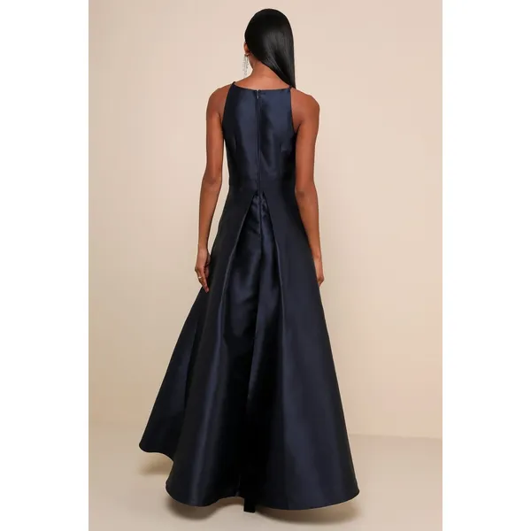 NWOT Lulus Broadway Show Navy Blue High-Low Gown Red Carpet Prom Banquet Size M - Image 3