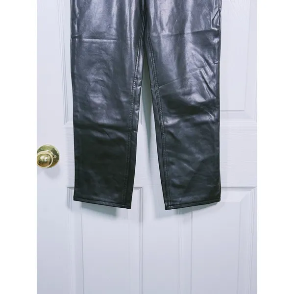 Abercrombie Curve Love Faux Leather Ankle Straight Pants Size 23 (000) Black - Image 7