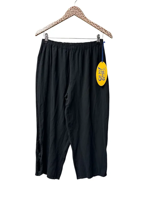 Oh My Gauze Cloud Cotton Cropped Pull On Cutout Pants Black 2 L/XL 12-14 NEW - Image 2