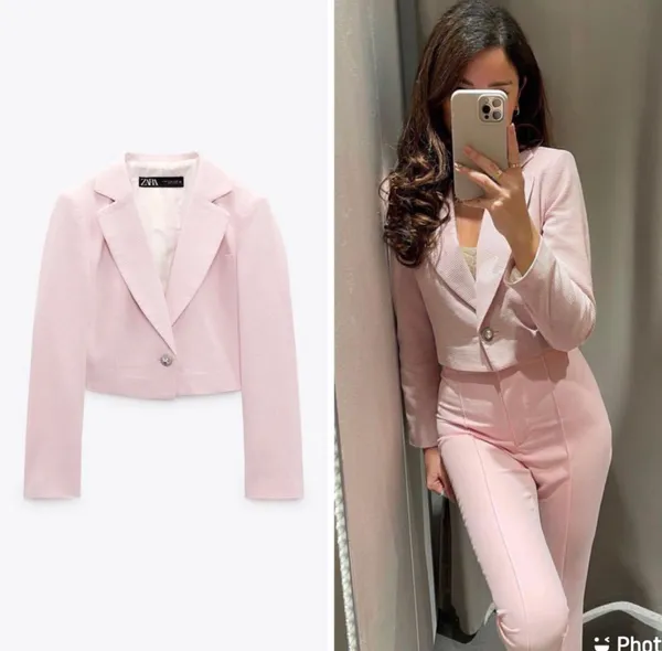 Zara NWT  Textured pink Crop Blazer. - Image 2