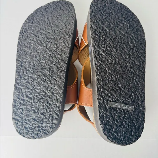 NWT & Other Stories Tan Leather Criss Cross Chunky Sandals 37 US 7 - Image 9