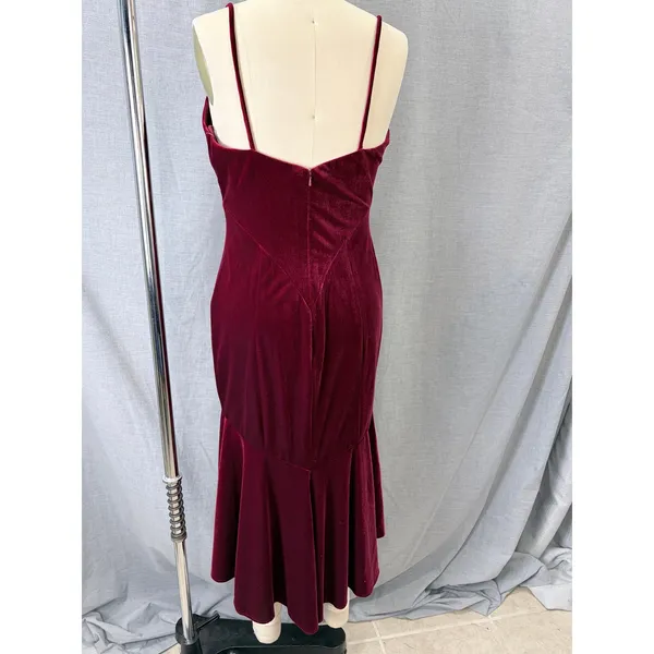 THEIA Burgundy Velvet Spaghetti Strap Mermaid Trumpet Gown‎ NWT Size 8 $495 - Image 3