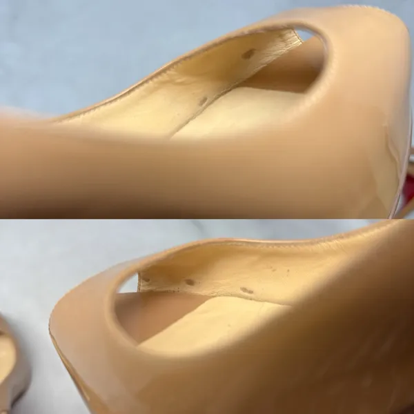 Christian Louboutin Private Number 120 Patent Leather Slingback Platform Heels - Image 13