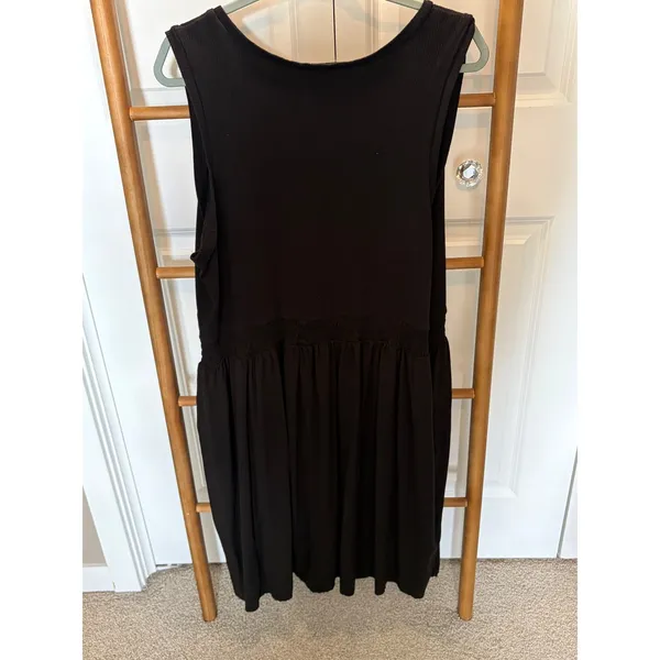 24/7 by Maurices Womens 3X Black Ribbed Smocked Waist Sleeveless Skater Dress - Image 4