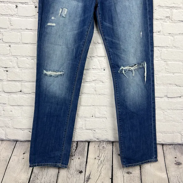 Old Navy Womens Boyfriend Button Fly Jeans Distressed Mid Rise Medium Wash Sz 4‎ - Image 4