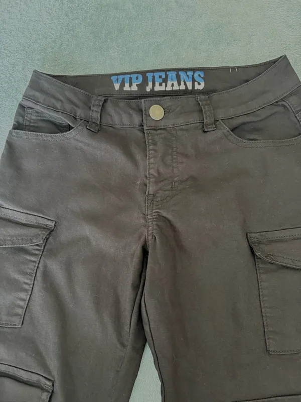 VIP Jeans Black Cargo Pants Wide Leg Stretch Size 3/4 - Image 3