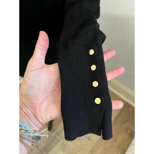 Zara Black Crew Neck Sweater Small Pullover Office Chic Minimalist Preppy Basic - Image 3