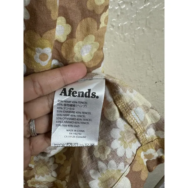 Afends Hemp Tencel Retro Daisy Floral Mini Dress Sleeveless Scoop Neck US 2 - Image 9