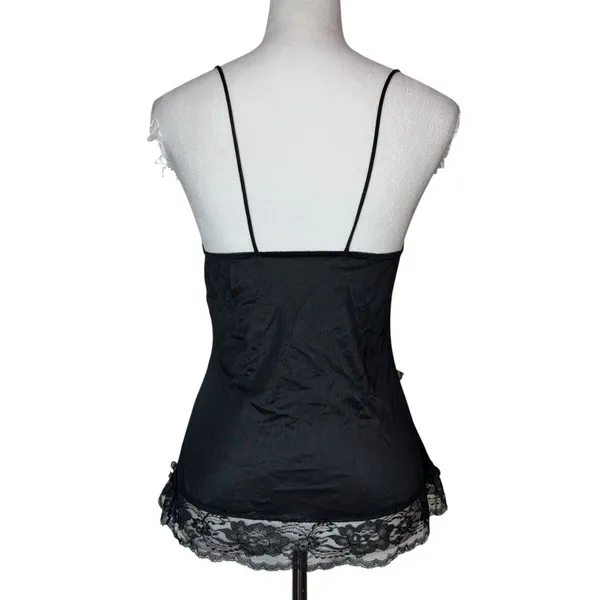 Vintage Y2K Lace Babydoll Cami Top S Black Bow Whimsigoth Coquette Fairy Grunge - Image 6