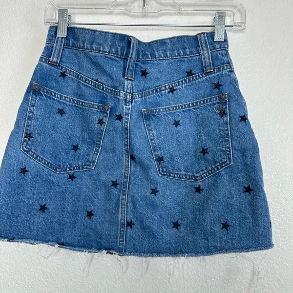 Madewell Rigid Denim A-Line Mini‎ Skirt Star Print 23 - Image 3
