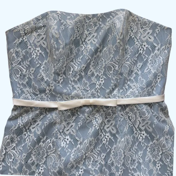 Alfred Angelo Lace Strapless Cocktail Dress Sz‎ 12 Blue - Image 3