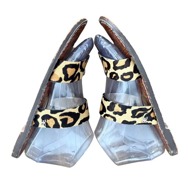 Sam Edelman Leopard Print Fur‎ Slide Sandals Women's Size 6 Brown - Image 3