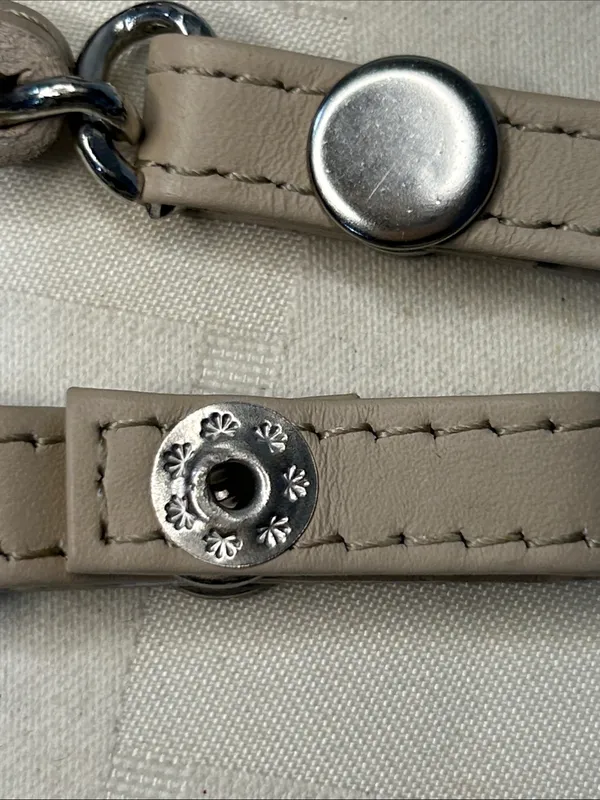 Tory Burch Taupe Leather-Interwoven Silver Chain Replacement Strap - Image 2