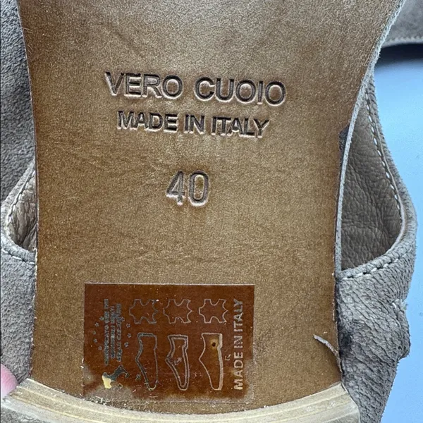 Sundance Italian Leather Suede Open Toe Mules Brown Vero Cuoio Size 40 (9–9.5) - Image 4
