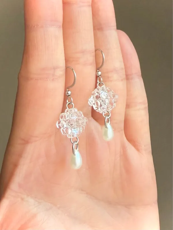 Handmade fairy cute Kawaii retro dangle earrings 🍃🤍 - Image 3